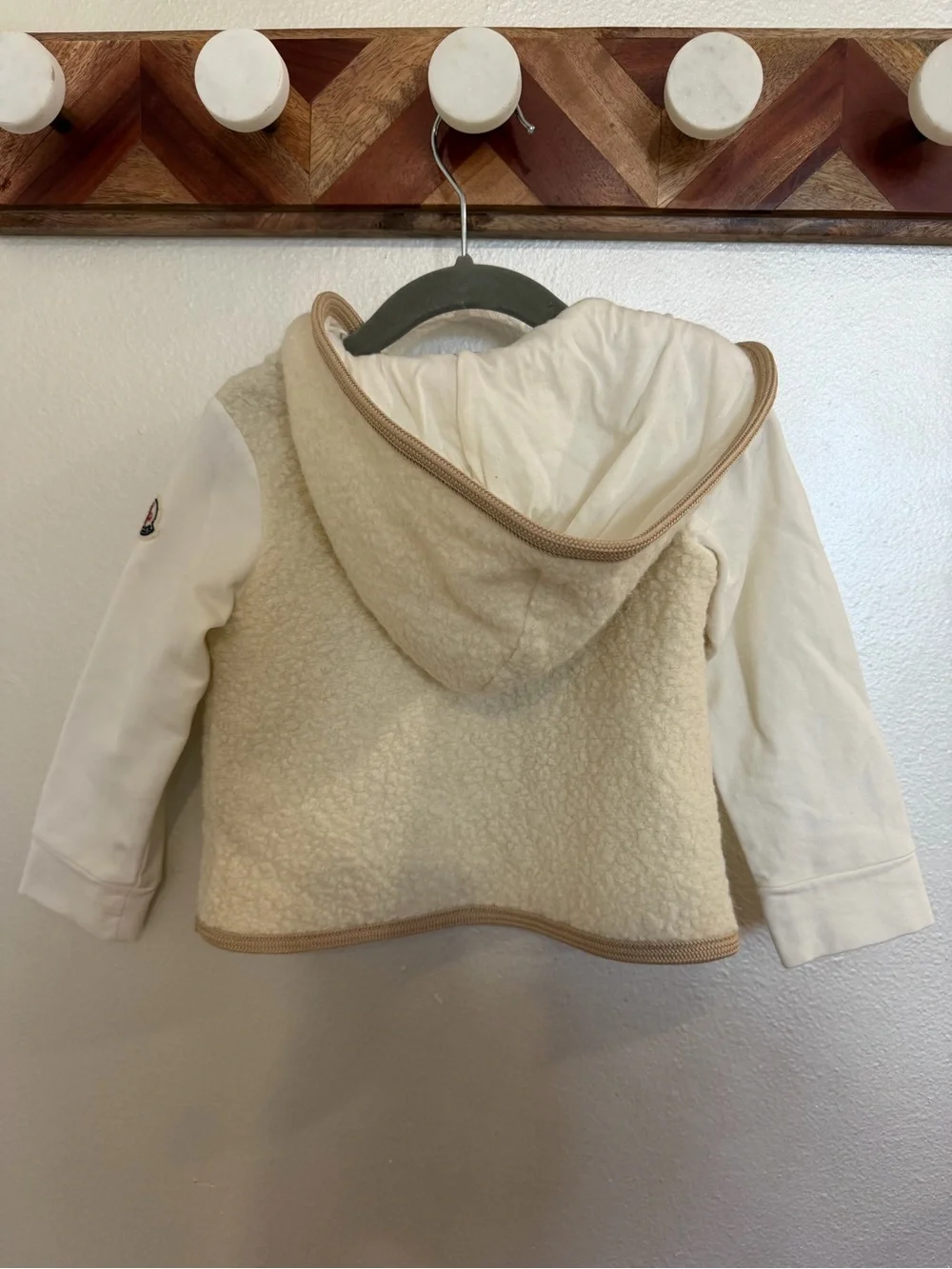 Moncler Kids Boys Girls Cream Sherpa Zip Hoodie 2t/24m